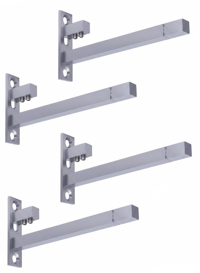 Atlantic F Type Glass Shelf Bracket 8 inch (Stainless Steel, Silver Matt Finish, Adjustable 6/8/10/12 mm, Pack of 4 Piece) - Image 1